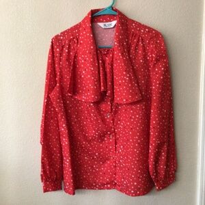 Vintage Blair button up blouse with tie connected to collar. Size 10.